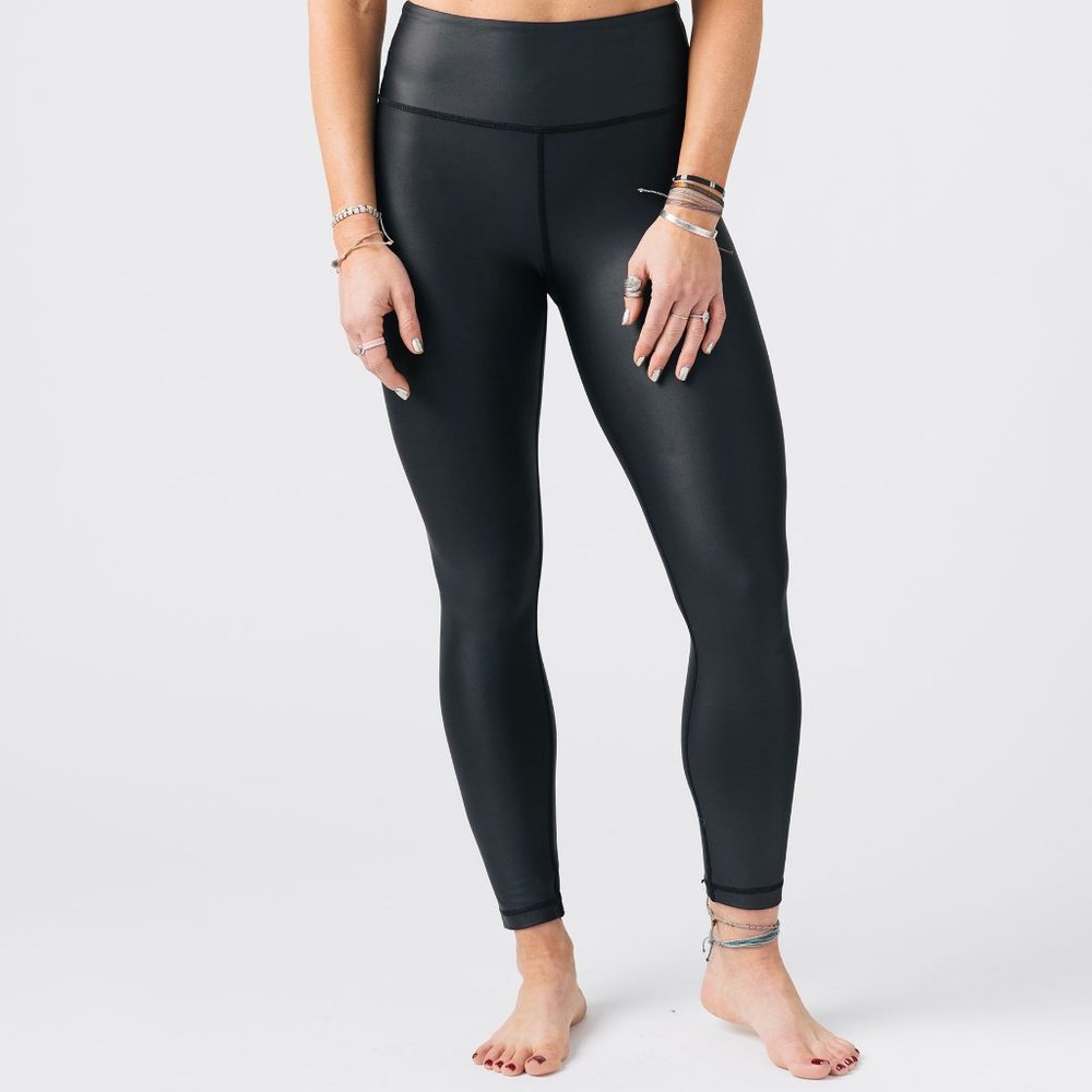 Black Metallic Light n Tights- 24"- Hi-Waisted - Picture 2 of 3
